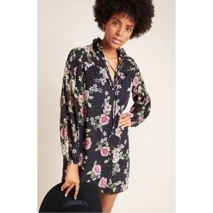 Anthropologie Dress Yumi Kim Deep Love Black Astoria XS Floral Mini